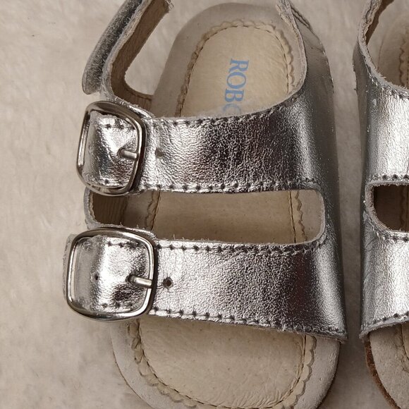 Baby Robeez Silver Metallic Leather Sandals Velcro Size 9-12 months - Picture 8 of 8